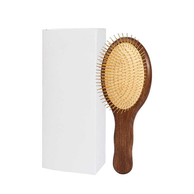 Solid Wood Handle Air Cushion Comb with Metal Needle Tips for Hair Styling and Scalp Massage
