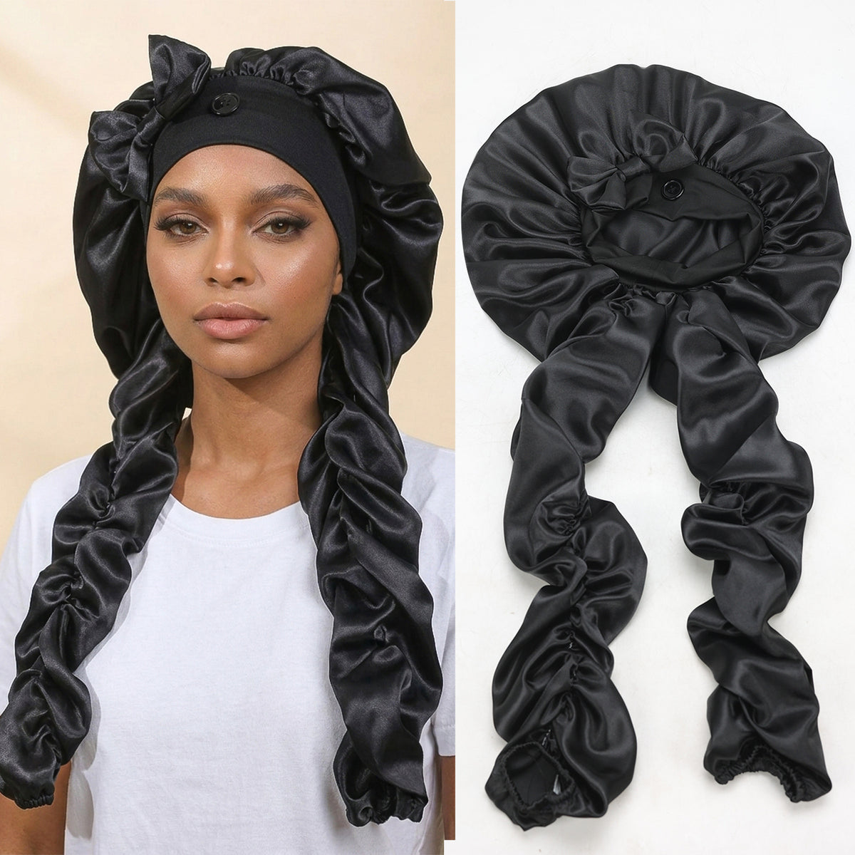 Satin Sleep Cap with Bow
