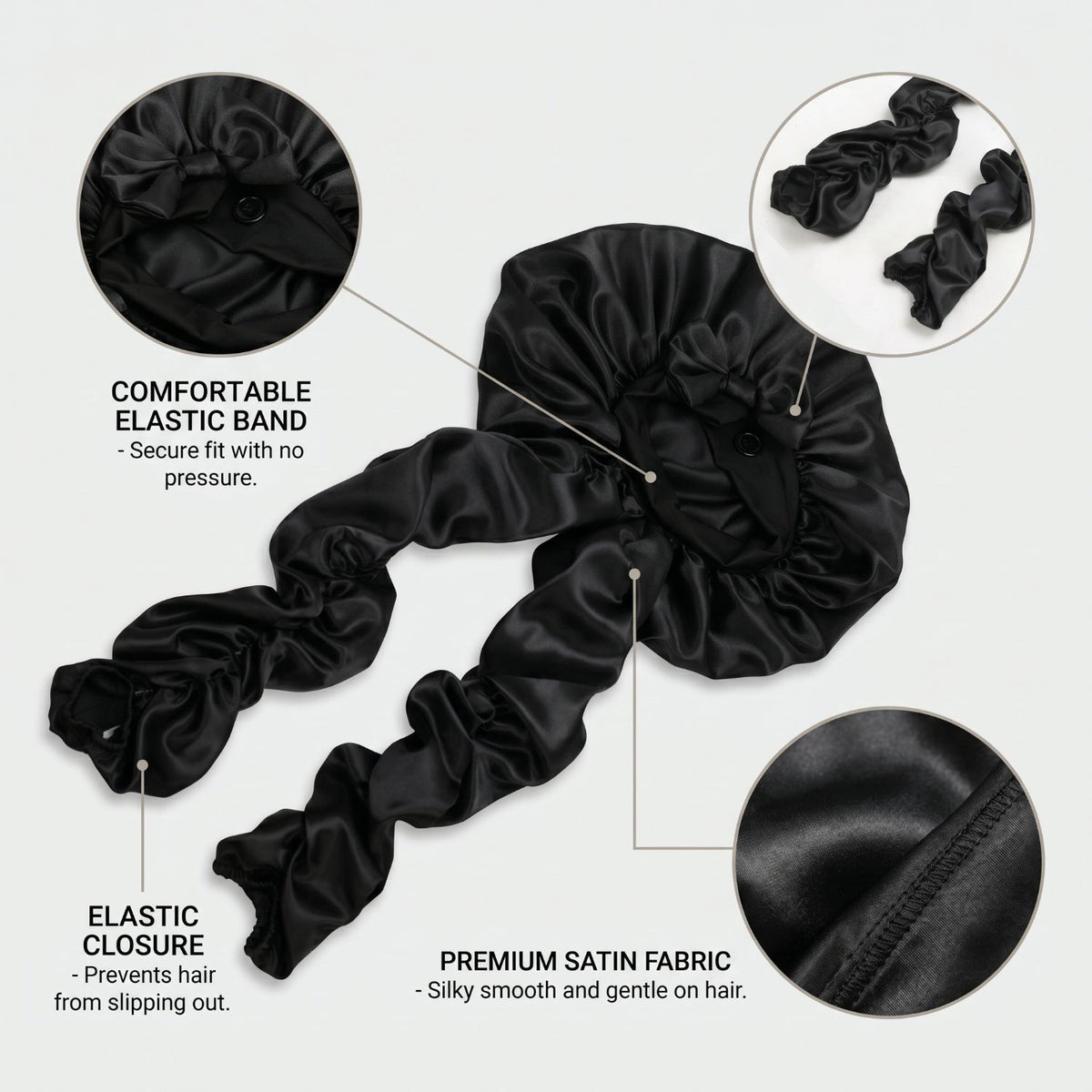 Satin Sleep Cap with Bow