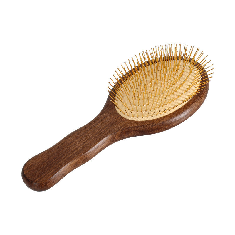 Solid Wood Handle Air Cushion Comb with Metal Needle Tips for Hair Styling and Scalp Massage